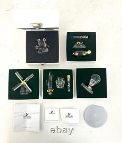 Swarovski 5 Pieces Crystal Miniature Figurines with Gold Accent- Collection # 22