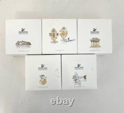 Swarovski 5 Pieces Crystal Miniature Figurines with Gold Accent- Collection # 23