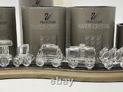 Swarovski 6 Piece Silver Crystal Train Set With Custom Track Display MIB