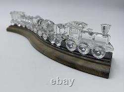 Swarovski 6 Piece Silver Crystal Train Set With Custom Track Display MIB