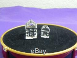 Swarovski 8 Piece Silver Crystal City House Set 1&2, Cathedral, Poplar Trees