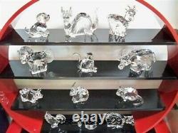 Swarovski Chinese Zodiac Complete 12 Piece Set + Display Retired Nib Coa