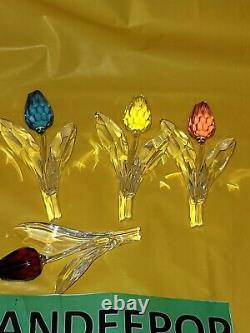 Swarovski Crystal 4 Tulips Flowers 4 Piece In Silver Holder SCS Renewal Figurine