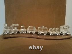 Swarovski Crystal Complete Train Set with Wooden Track 7 pieces