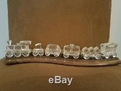 Swarovski Crystal Complete Train Set with Wooden Track 7 pieces