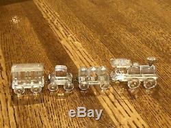 Swarovski Crystal Figurines 4 Piece Train Set Locomotive Petrol Coal Passenger