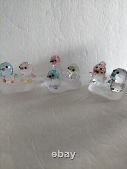 Swarovski Crystal Figurines SCS Penguin Family 7pieces & 3 Iceberg Stands