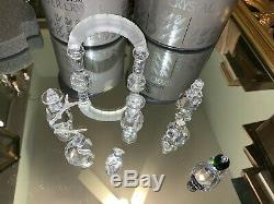 Swarovski Crystal Lot of 8 Piece Nativity Arch 3 Wise Men Angel with Horn Mary