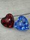 Swarovski Red (98) Blue (97) Crystal Hearts Original Containers Event Pieces