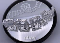 Swarovski Silver Crystal 4 Piece Train Set Figurine & Glass Mirror Display