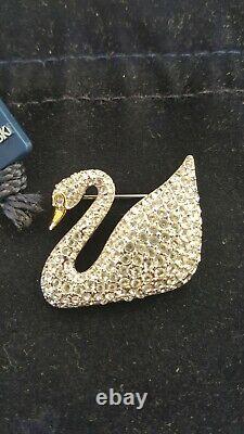 Swarovski Swan Signed Gold Tone Clear Crystal 4 Piece Swan Set BEAUTY