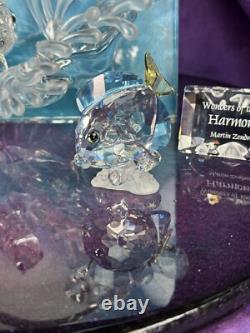 Swarovski Wonders Of The Sea & Title Plaque 6 Piece Lot Of crystal Fish