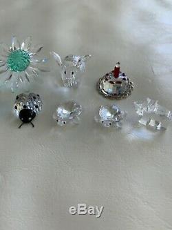 Swarovski crystal figurines lot. 8 Pieces. Flower Elephant Turtle Ladybug Rhino