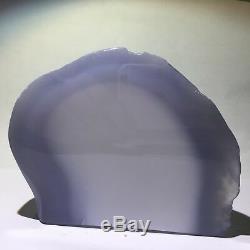 TOP! Natural Blue chalcedony Crystal Rough Polished Station piece Turkey 382gS221