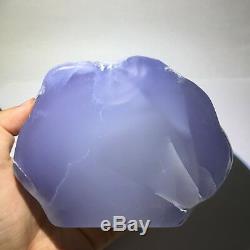 TOP! Natural Blue chalcedony Crystal Rough Polished Station piece Turkey 619gS230