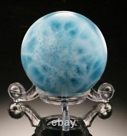 This is an exceptional piece of larimar carved into a sphere