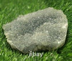 Top piece of micro apophyllite on black chalcedony base mineral stone 1542