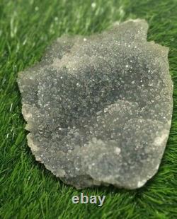 Top piece of micro apophyllite on black chalcedony base mineral stone 1542