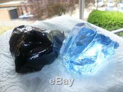 Two pieces Andara crystal Glas 700gr Arctic blue. Black dark dragon Monatomic