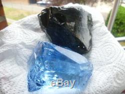 Two pieces Andara crystal Glas 700gr Arctic blue. Black dark dragon Monatomic