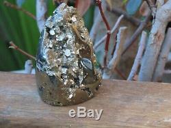 Unique Polished and Raw Pyrite Crystal Piece Omni New Age