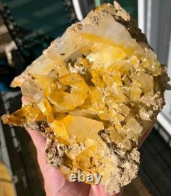 Unique Rare Natural Mango Golden Quartz Crystal Cluster Large Statement Piece