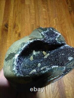 Uruguay Midnight Amethyst Geode Calcite Crystal Sparking Display Piece 4lb14.3oz