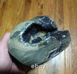 Uruguay Midnight Amethyst Geode Calcite Crystal Sparking Display Piece 4lb14.3oz
