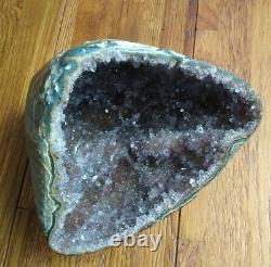 Uruguay Purple Amethyst Geode Crystal, Natural Sparking Display Piece 1lb 15.7oz