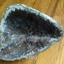 Uruguay Purple Amethyst Geode Crystal, Natural Sparking Display Piece 1lb 15.7oz