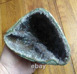 Uruguay Purple Amethyst Geode Crystal, Natural Sparking Display Piece 1lb 15.7oz