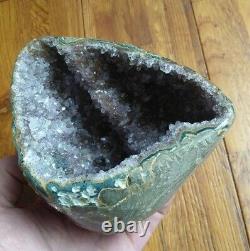 Uruguay Purple Amethyst Geode Crystal, Natural Sparking Display Piece 1lb 15.7oz