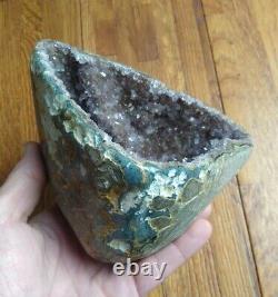 Uruguay Purple Amethyst Geode Crystal, Natural Sparking Display Piece 1lb 15.7oz