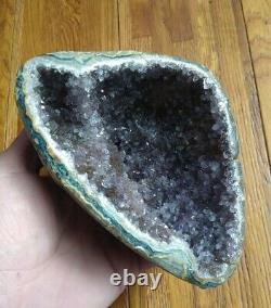 Uruguay Purple Amethyst Geode Crystal, Natural Sparking Display Piece 1lb 15.7oz