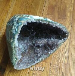 Uruguay Purple Amethyst Geode Crystal, Natural Sparking Display Piece 1lb 15.7oz