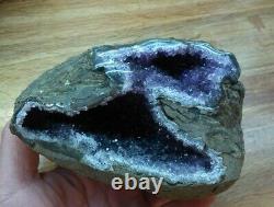 Uruguay Purple Amethyst Geode Crystal, Natural Sparking Display Piece 2lbs 7.7oz