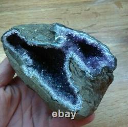 Uruguay Purple Amethyst Geode Crystal, Natural Sparking Display Piece 2lbs 7.7oz