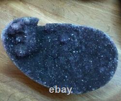 Uruguay Purple Amethyst Geode Crystal, Natural Sparking Display Piece 3lbs 12oz
