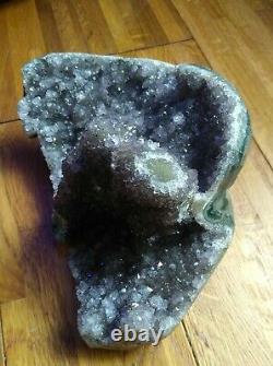 Uruguay Purple Amethyst Geode Crystal, Natural Sparking Display Piece 5lbs 8.1oz