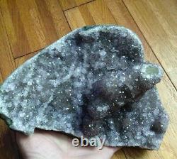 Uruguay Purple Amethyst Geode Crystal, Natural Sparking Display Piece 5lbs 8.1oz