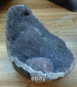 Uruguay Purple Amethyst Geode Crystal, Natural Sparking Display Piece 6lbs12.3oz