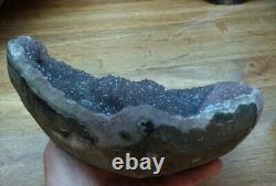 Uruguay Purple Amethyst Geode Crystal, Natural Sparking Display Piece 6lbs12.3oz