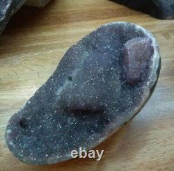 Uruguay Purple Amethyst Geode Crystal, Natural Sparking Display Piece 6lbs12.3oz