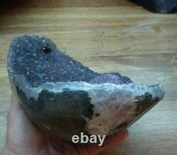 Uruguay Purple Amethyst Geode Crystal, Natural Sparking Display Piece 6lbs12.3oz