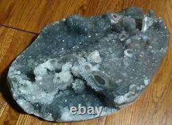 Uruguay Silver Geode Crystal with Pink Core Stalactites Display Piece 4lbs 5oz