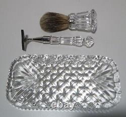 VINTAGE Waterford Crystal SHAVING SET 3 Piece Razor, Brush, and Tray