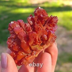 Vanadinite Bright Red Lustrous Large Hoppered Crystal From Morocco Top Piece