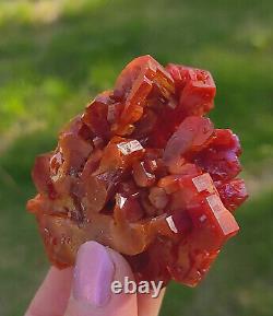 Vanadinite Bright Red Lustrous Large Hoppered Crystal From Morocco Top Piece