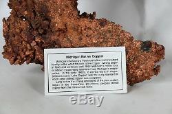 Very Large Natural Raw Copper Crystal Metal Display piece 2.1 KG Michigan USA