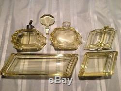 Vintage Art Deco 1940s Crystal perfume and Vanity set-3 piece set with tray
